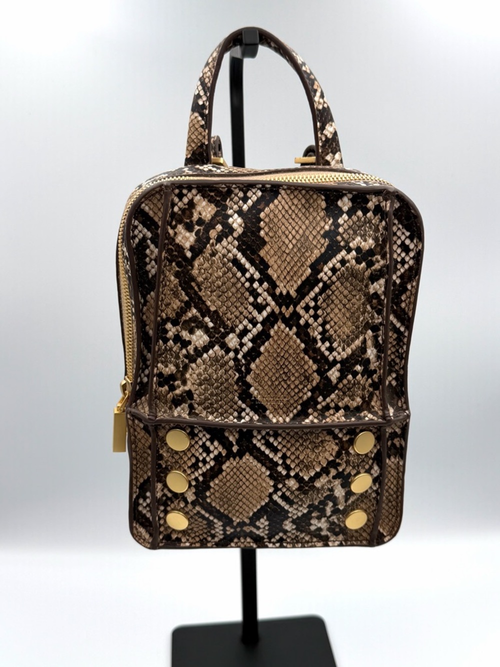 Hammitt Los Angeles Hunter Backpack Brown Python Snake Gold Hardware EUC